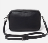 STITCH & HIDE WASHED LEATHER TAYLOR CROSSBODY BAG - BLACK - FREE KEYRING