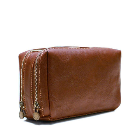 Floto Italian Siena leather dopp kit toiletry bag brown 