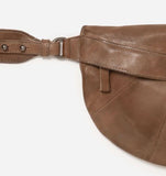 STITCH & HIDE WASHED LEATHER ST KILDA SLING/SHOULDER BAG TAUPE BROWN - FREE WALLET POUCH