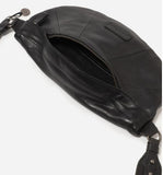 STITCH & HIDE WASHED LEATHER ST KILDA SLING/SHOULDER BAG BLACK - FREE WALLET POUCH