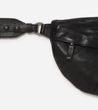STITCH & HIDE WASHED LEATHER ST KILDA SLING/SHOULDER BAG BLACK - FREE WALLET POUCH