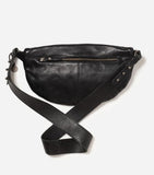 STITCH & HIDE WASHED LEATHER ST KILDA SLING/SHOULDER BAG BLACK - FREE WALLET POUCH