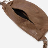 STITCH & HIDE WASHED LEATHER ST KILDA SLING/SHOULDER BAG TAUPE BROWN - FREE WALLET POUCH