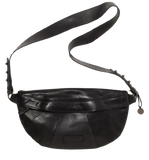 STITCH & HIDE WASHED LEATHER ST KILDA SLING/SHOULDER BAG BLACK - FREE WALLET POUCH