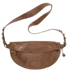 STITCH & HIDE WASHED LEATHER ST KILDA SLING/SHOULDER BAG TAUPE BROWN - FREE WALLET POUCH