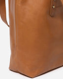STITCH & HIDE LEATHER EMMA TOTE BAG - CLASSIC COLLECTION - ALMOND BROWN - FREE WALLET POUCH