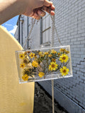 Transparent Floral Imprinted Acrylic Box Clutch