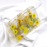 Transparent Floral Imprinted Acrylic Box Clutch