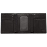 leather tri-fold id wallet floto black