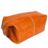 Floto Italian Venezia leather dopp kit toiletry bag orange