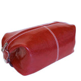 Floto Italian Venezia leather dopp kit toiletry bag red
