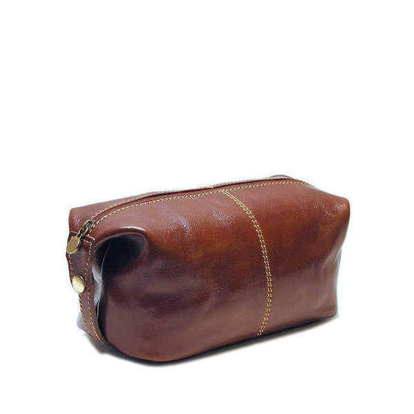 Floto Italian Venezia leather dopp kit toiletry bag brown