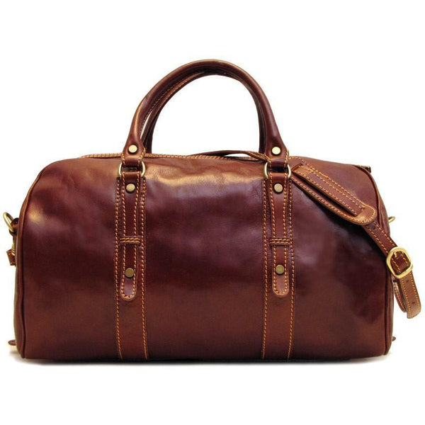 Floto Italian Leather Venezia Piccola Duffle Travel Bag Carryon brown