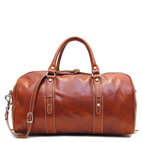 Floto Italian Leather Venezia Piccola Duffle Travel Bag Carryon olive brown