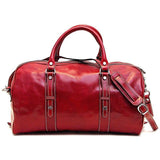 Floto Italian Leather Venezia Piccola Duffle Travel Bag Carryon red