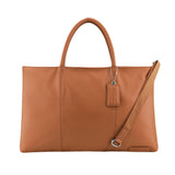 MANZONI Leather Folio Briefcase Tote A399 Tan with FREE WALLET