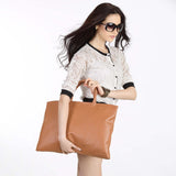 MANZONI Leather Folio Briefcase Tote A399 Tan with FREE WALLET