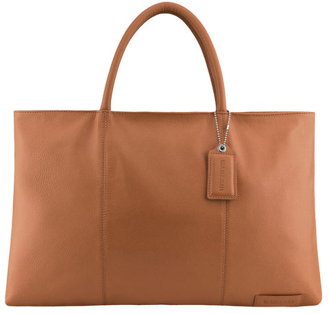 MANZONI Leather Folio Briefcase Tote A399 Tan with FREE WALLET