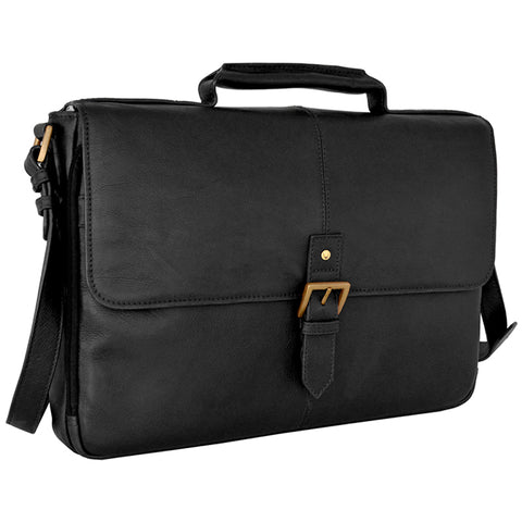 Hidesign Charles Leather 15" Laptop Compatible Briefcase Work Bag Black