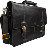 Parker Men's Leather Laptop Briefcase Black