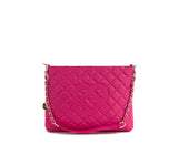 Gunas New York Koi Pink Quilted Vegan Leather Shoulder Bag Purse