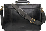 Parker Men's Leather Laptop Briefcase Black