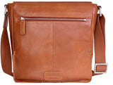 Hidesign Fred Leather Business Laptop Messenger Cross Body Bag Tan