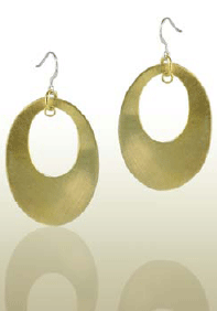 LIBERTE Oval Cut Out 9K Gold Plated Earrings (Style E117)
