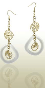 LIBERTE Gold & White Acrylic Earrings  (Style E122)