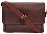 Hidesign Aiden Leather Business Laptop Messenger Cross Body Bag Brown