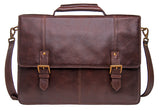 Hidesign Charles Large Double Gusset Leather 17" Laptop Compatible Briefcase Work Bag Brown