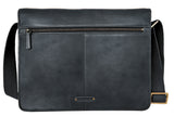 Hidesign Aiden Leather Business Laptop Messenger Cross Body Bag Black