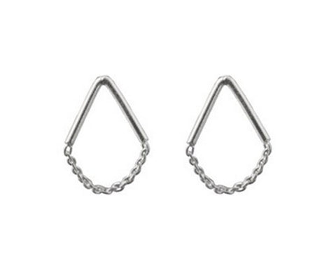 ICHU Tiny Triangle Chain Sterling Silver Drop Earrings 