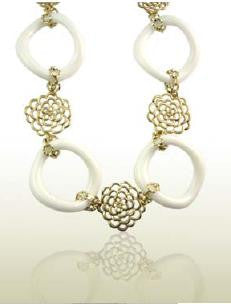 LIBERTE Gold & White Acrylic Necklace  (Style N107)
